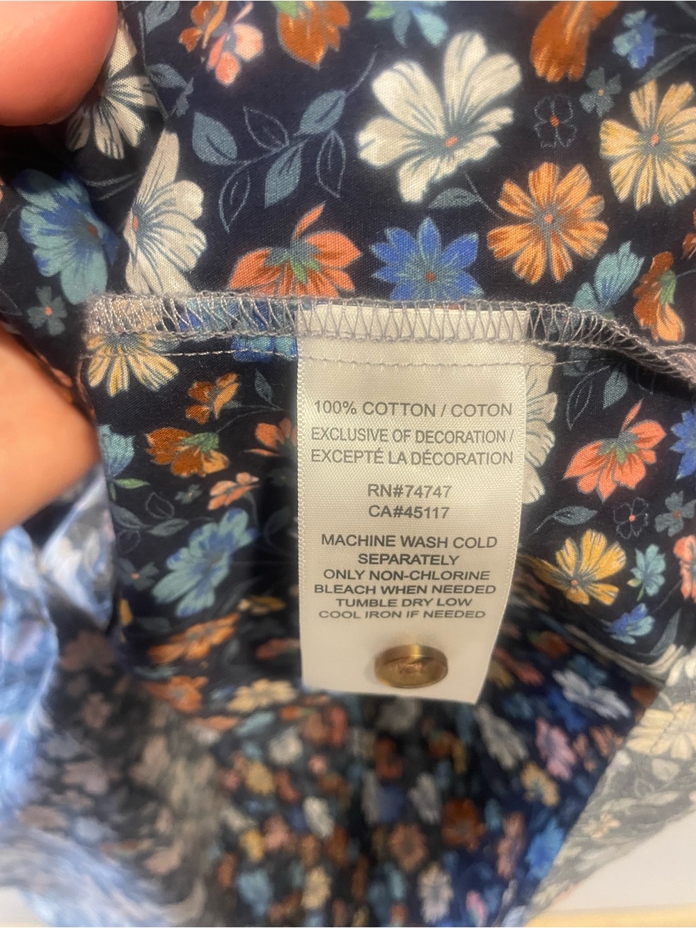 Boho, Natural Reflections Blue Floral Button-Front Cotton Maxi Dress - Picture 8 of 8